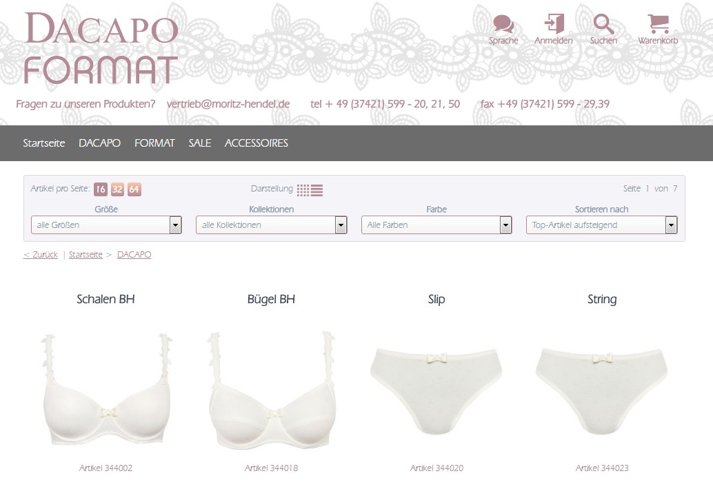 B2B Shop Format & Dacapo